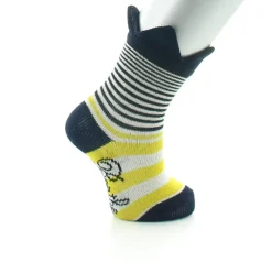 Discount Berthe Aux Grands Pieds Chaussettes bébé fil d'Ecosse couronne marine sur rayures jaunes