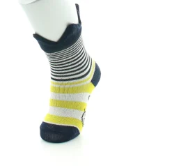 Discount Berthe Aux Grands Pieds Chaussettes bébé fil d'Ecosse couronne marine sur rayures jaunes