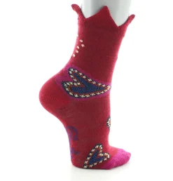 Hot Berthe Aux Grands Pieds Chaussettes bébé laine peignée cœur et couronne