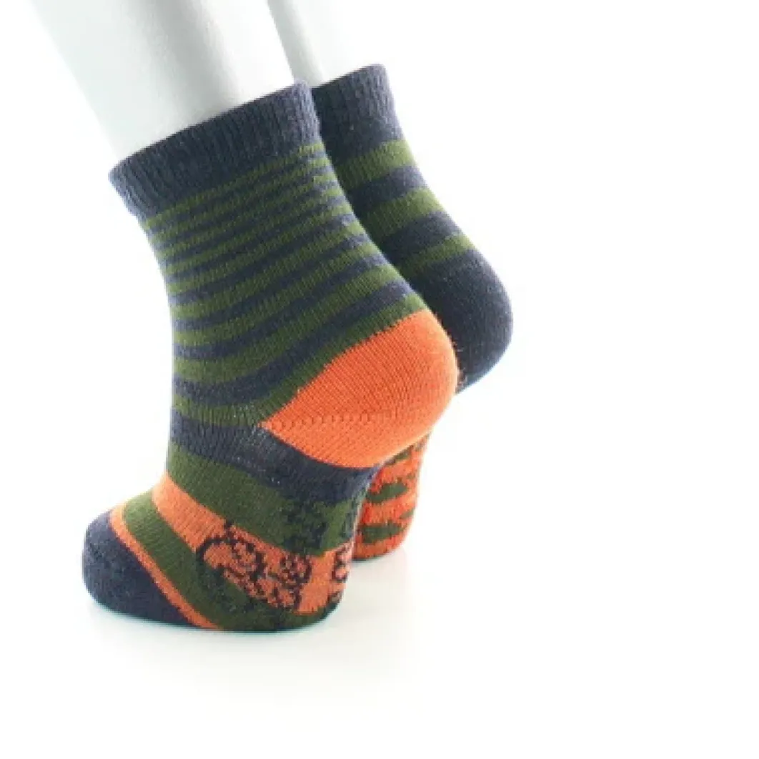 Best Berthe Aux Grands Pieds Chaussettes Bébé Rayures Asymétriques kaki et marine