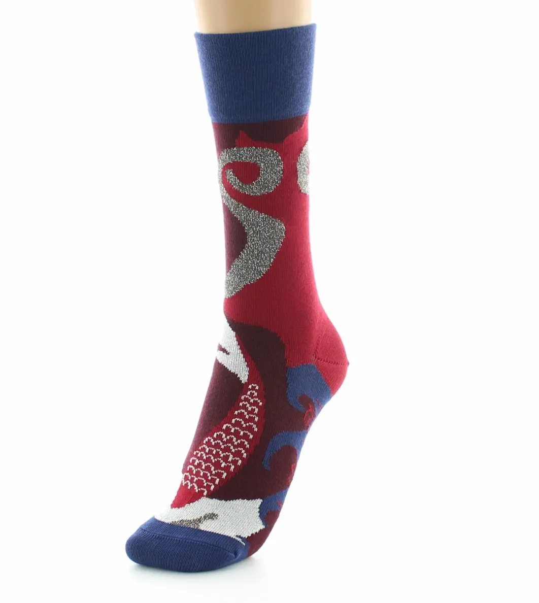 Online Berthe Aux Grands Pieds Chaussettes Carpes Rouges et Argentés