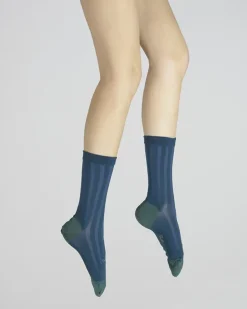 Fashion Berthe Aux Grands Pieds Chaussettes en Soie Bleu Minuit - Talon et pointe Turquoise