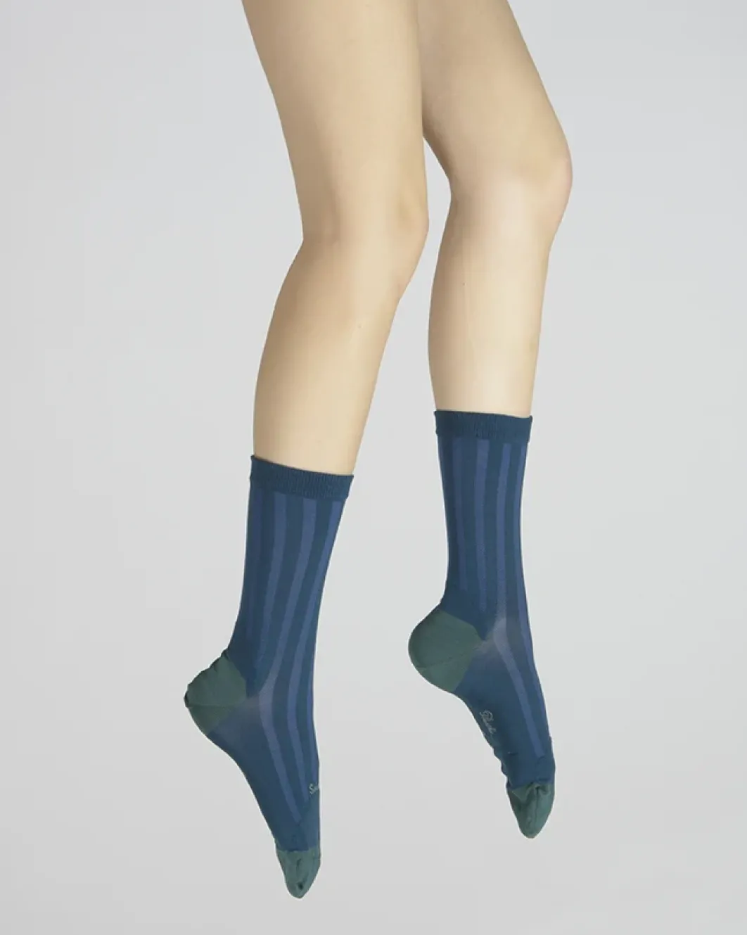Fashion Berthe Aux Grands Pieds Chaussettes en Soie Bleu Minuit - Talon et pointe Turquoise