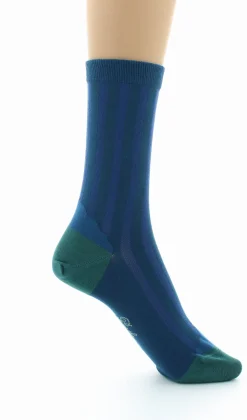 Fashion Berthe Aux Grands Pieds Chaussettes en Soie Bleu Minuit - Talon et pointe Turquoise