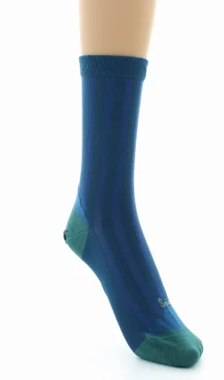 Fashion Berthe Aux Grands Pieds Chaussettes en Soie Bleu Minuit - Talon et pointe Turquoise