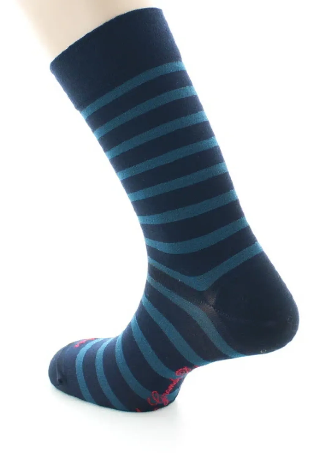 Outlet Berthe Aux Grands Pieds Chaussettes en Soie bleu marine à rayures bleu nuit