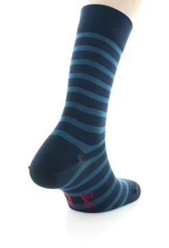 Outlet Berthe Aux Grands Pieds Chaussettes en Soie bleu marine à rayures bleu nuit