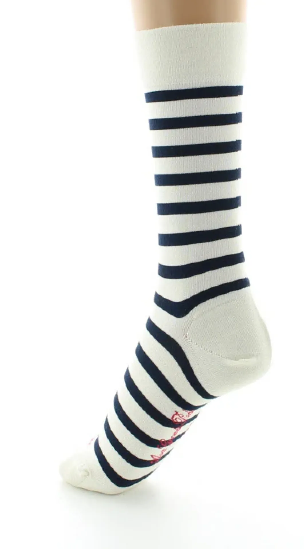 Best Berthe Aux Grands Pieds Chaussettes en Soie écru à rayures bleu marine
