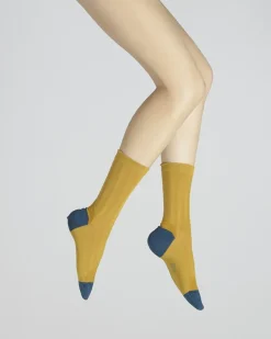 Best Berthe Aux Grands Pieds Chaussettes en Soie Tournesol - Talon et pointe Turquoise