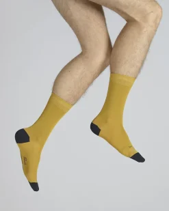 New Berthe Aux Grands Pieds Chaussettes En Soie Tournesol Et Bleu Marine
