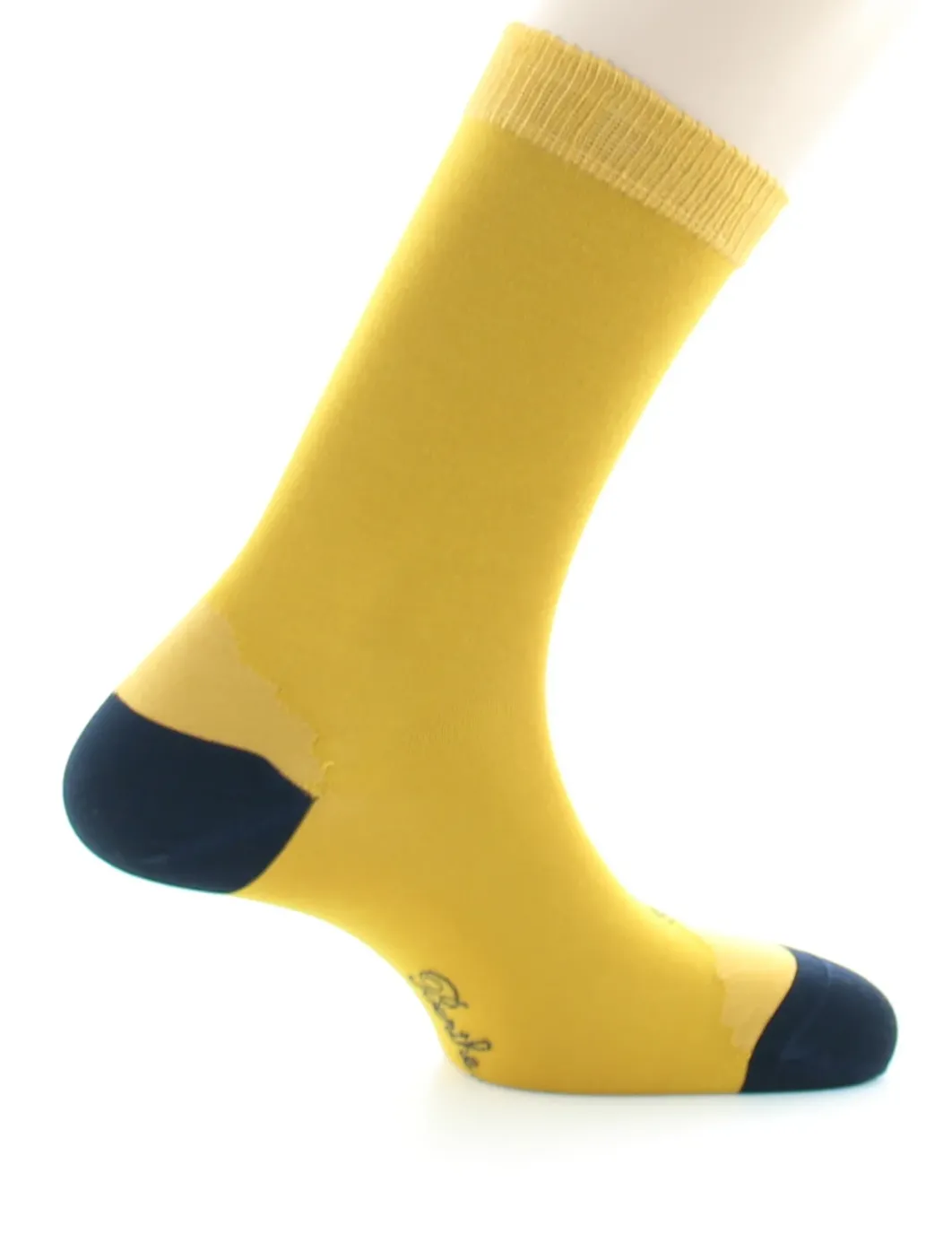 New Berthe Aux Grands Pieds Chaussettes En Soie Tournesol Et Bleu Marine