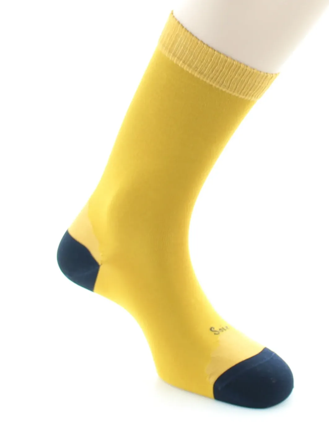 New Berthe Aux Grands Pieds Chaussettes En Soie Tournesol Et Bleu Marine