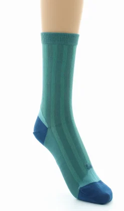 Hot Berthe Aux Grands Pieds Chaussettes en Soie Turquoise - Talon et pointe Bleu Indigo