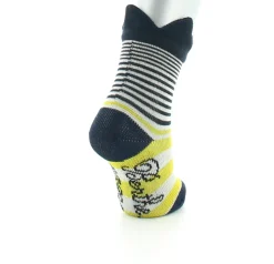 Fashion Berthe Aux Grands Pieds Chaussettes enfant fil d'Ecosse couronne marine sur rayures jaunes