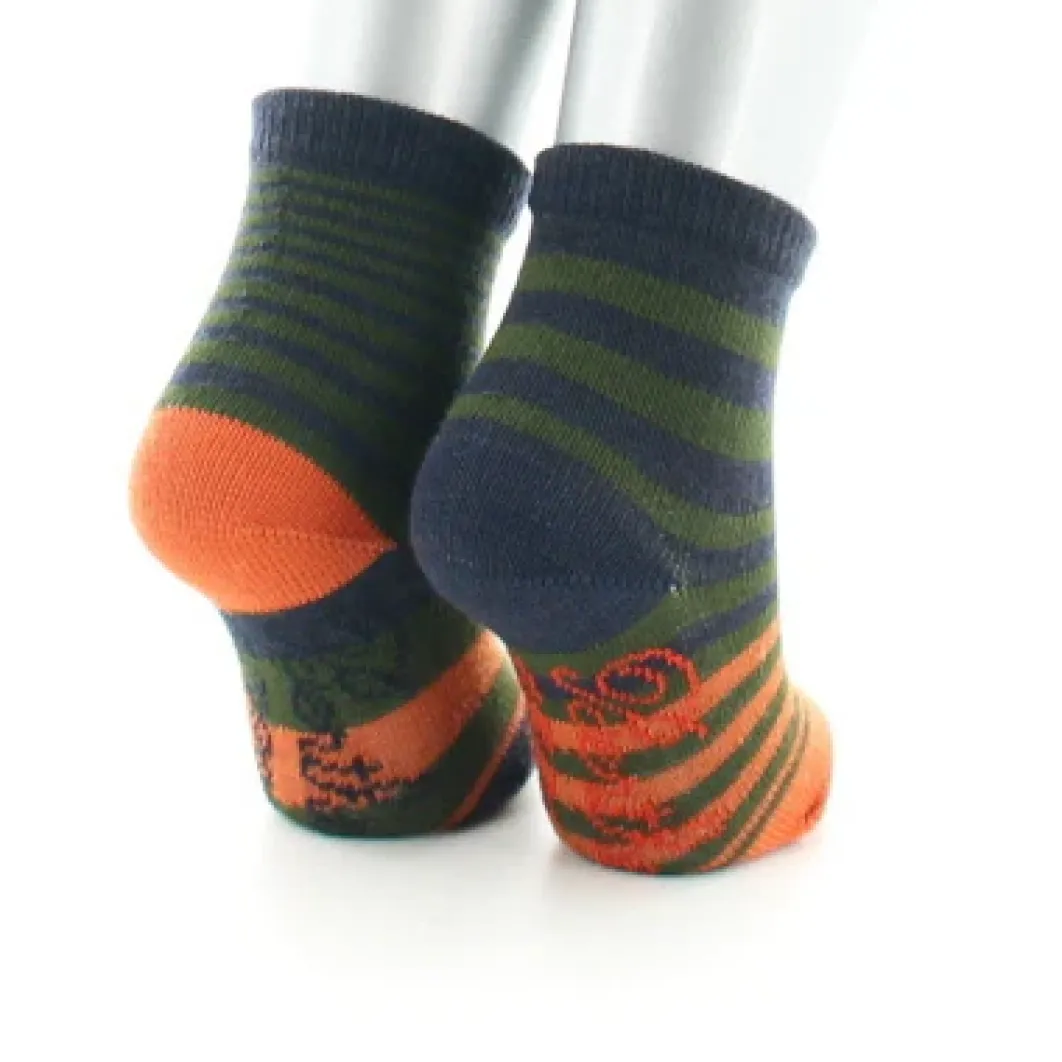 Fashion Berthe Aux Grands Pieds Chaussettes Enfant Rayures Asymétriques kaki et marine