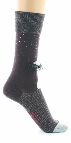 Hot Berthe Aux Grands Pieds Chaussettes Femme Au Parapluie Bordeaux et Argent