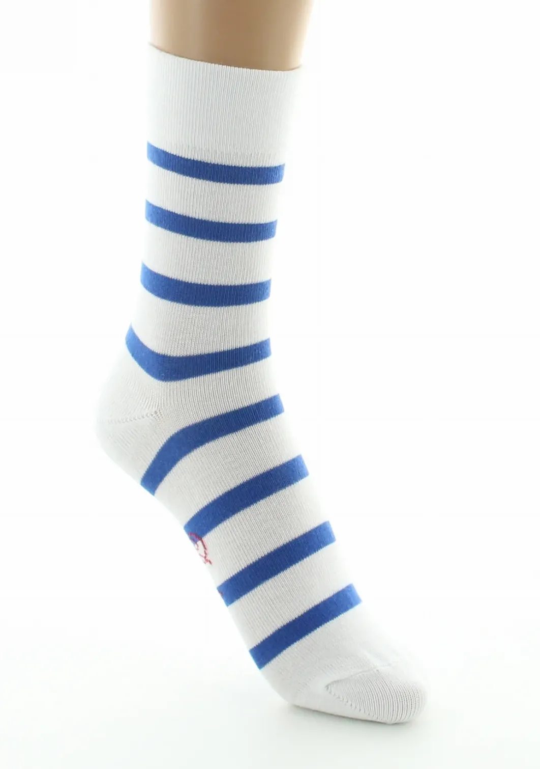 New Berthe Aux Grands Pieds Chaussettes femme coton blanc rayé bleu