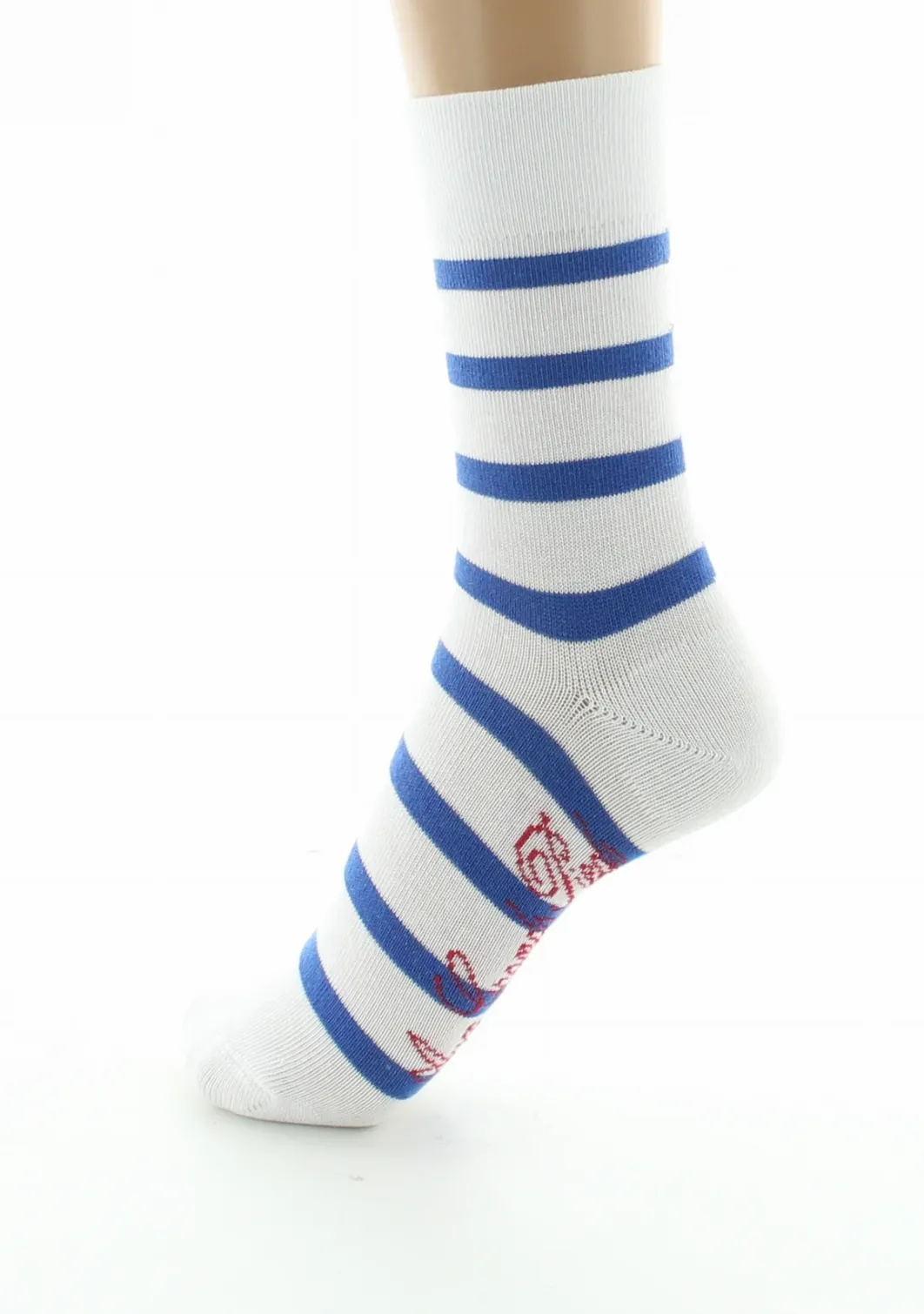 New Berthe Aux Grands Pieds Chaussettes femme coton blanc rayé bleu