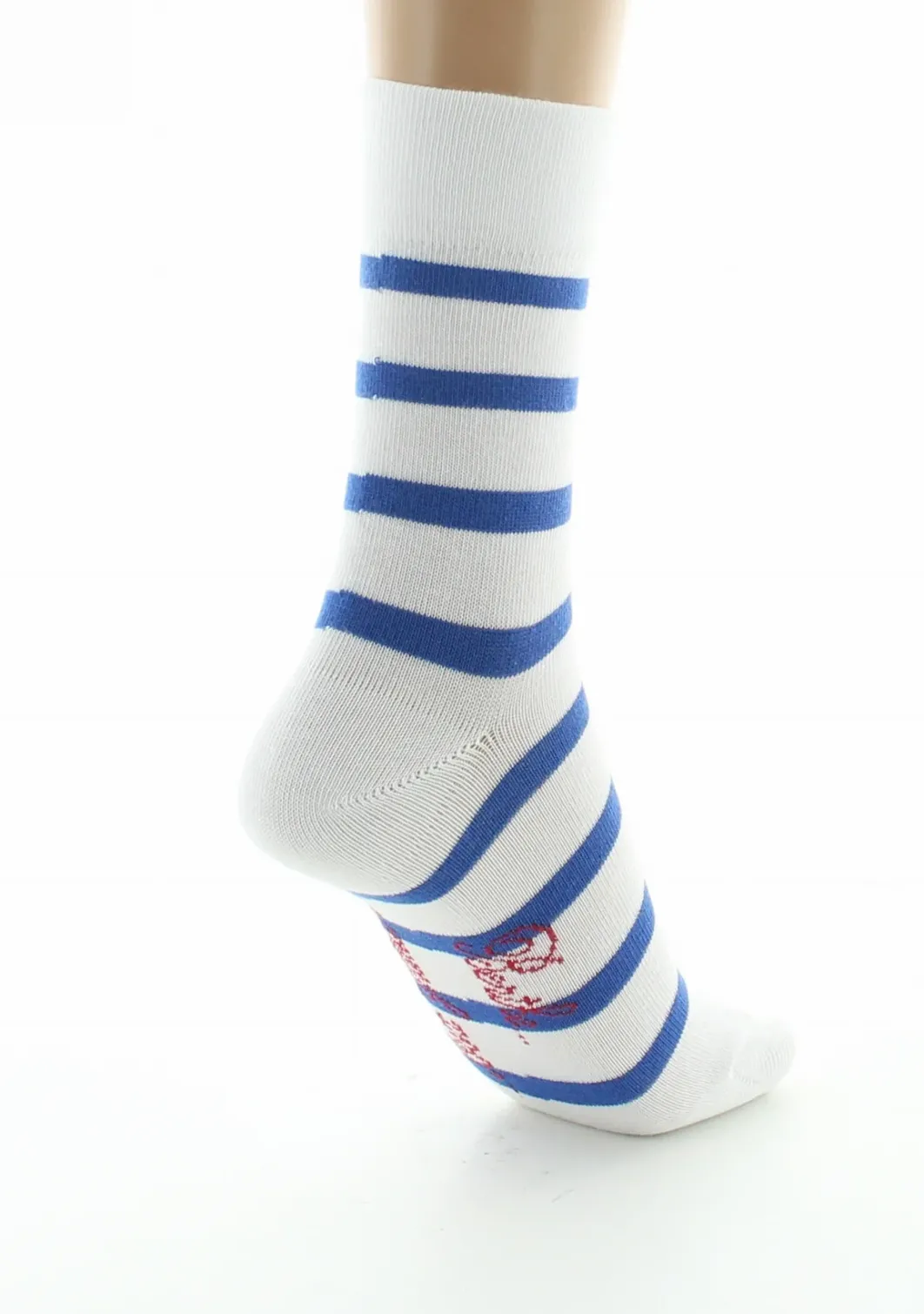 New Berthe Aux Grands Pieds Chaussettes femme coton blanc rayé bleu