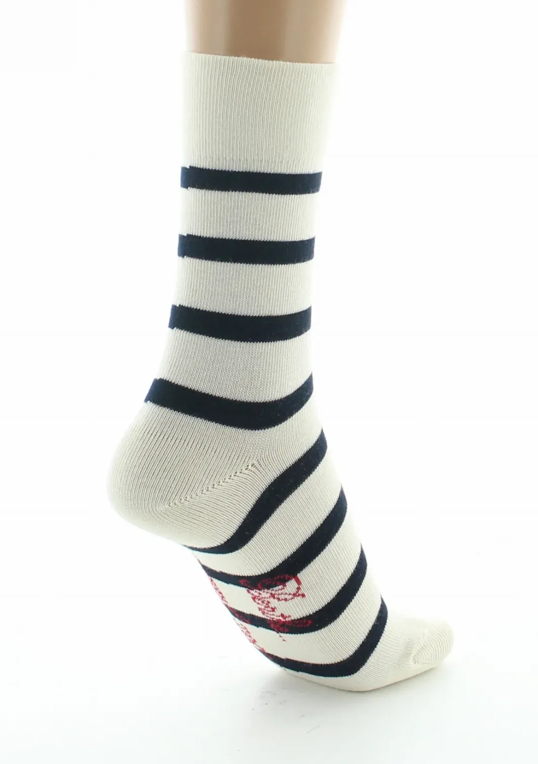 Discount Berthe Aux Grands Pieds Chaussettes femme coton écru rayé marine