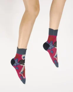 Outlet Berthe Aux Grands Pieds Chaussettes femme fil d'ecosse fleurs sauvages