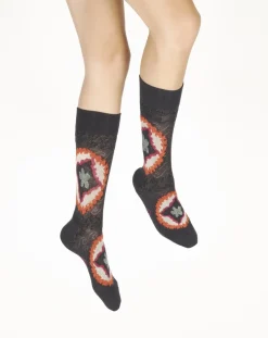 Clearance Berthe Aux Grands Pieds Chaussettes femme laine peignée cercles de feux