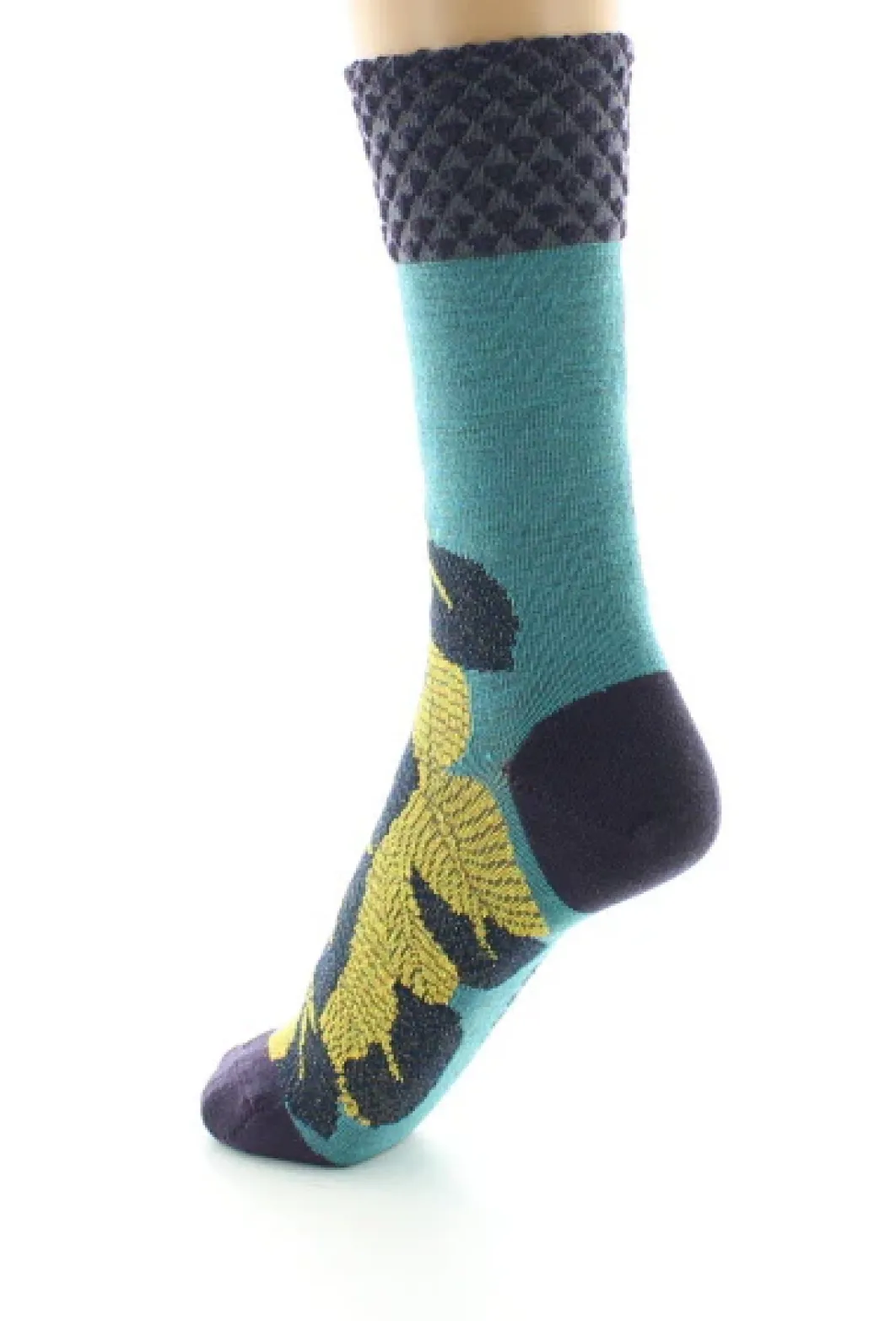 New Berthe Aux Grands Pieds Chaussettes femme laine peignée feuilles d'or