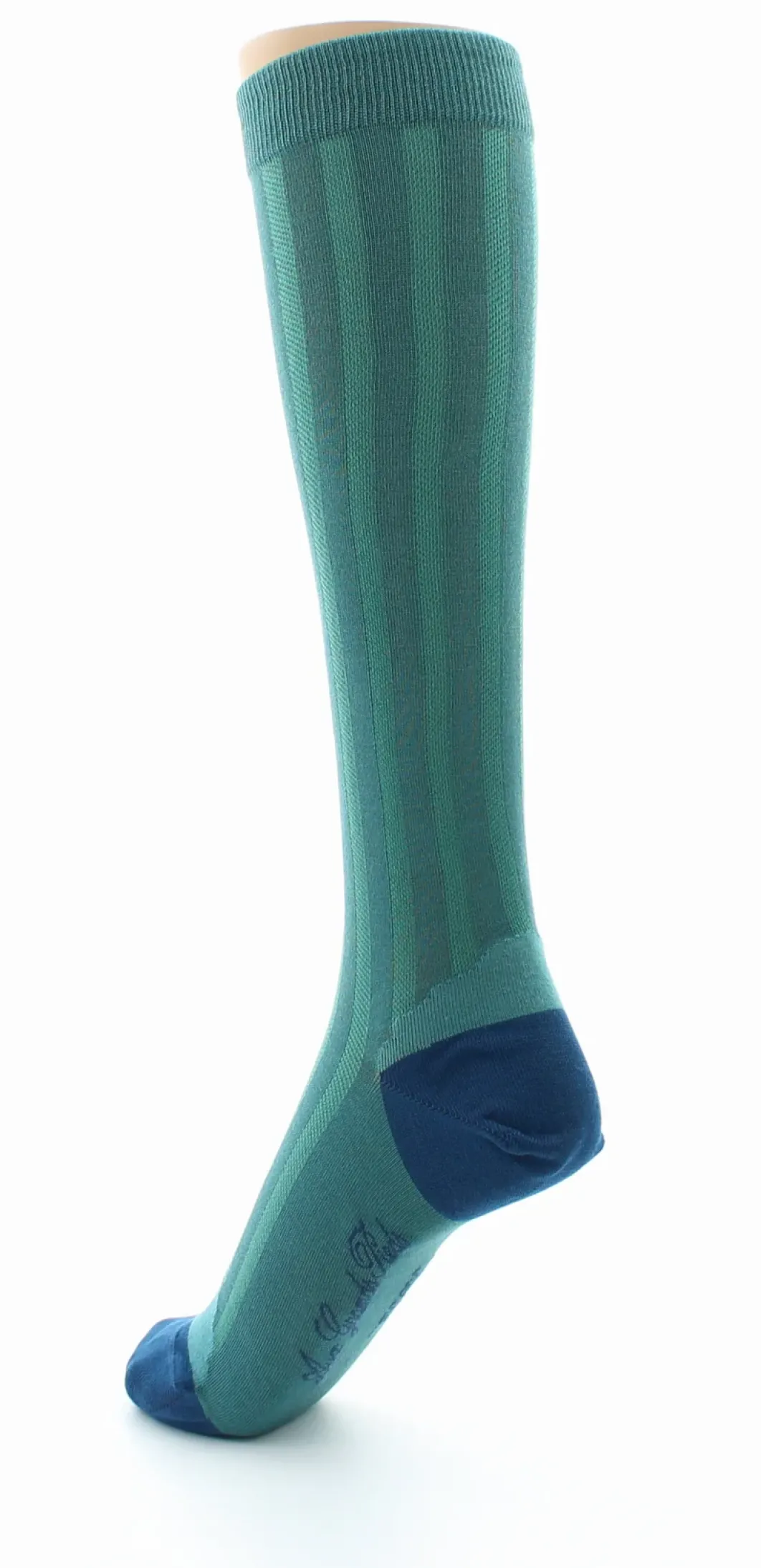 Sale Berthe Aux Grands Pieds Chaussettes Hautes en Soie Turquoise - Talon et pointe Bleu Indigo