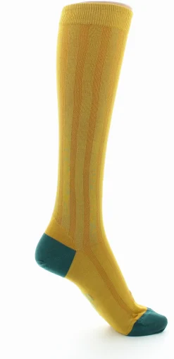 Sale Berthe Aux Grands Pieds Chaussettes Hautes en Soie Tournesol - Talon et pointe Turquoise