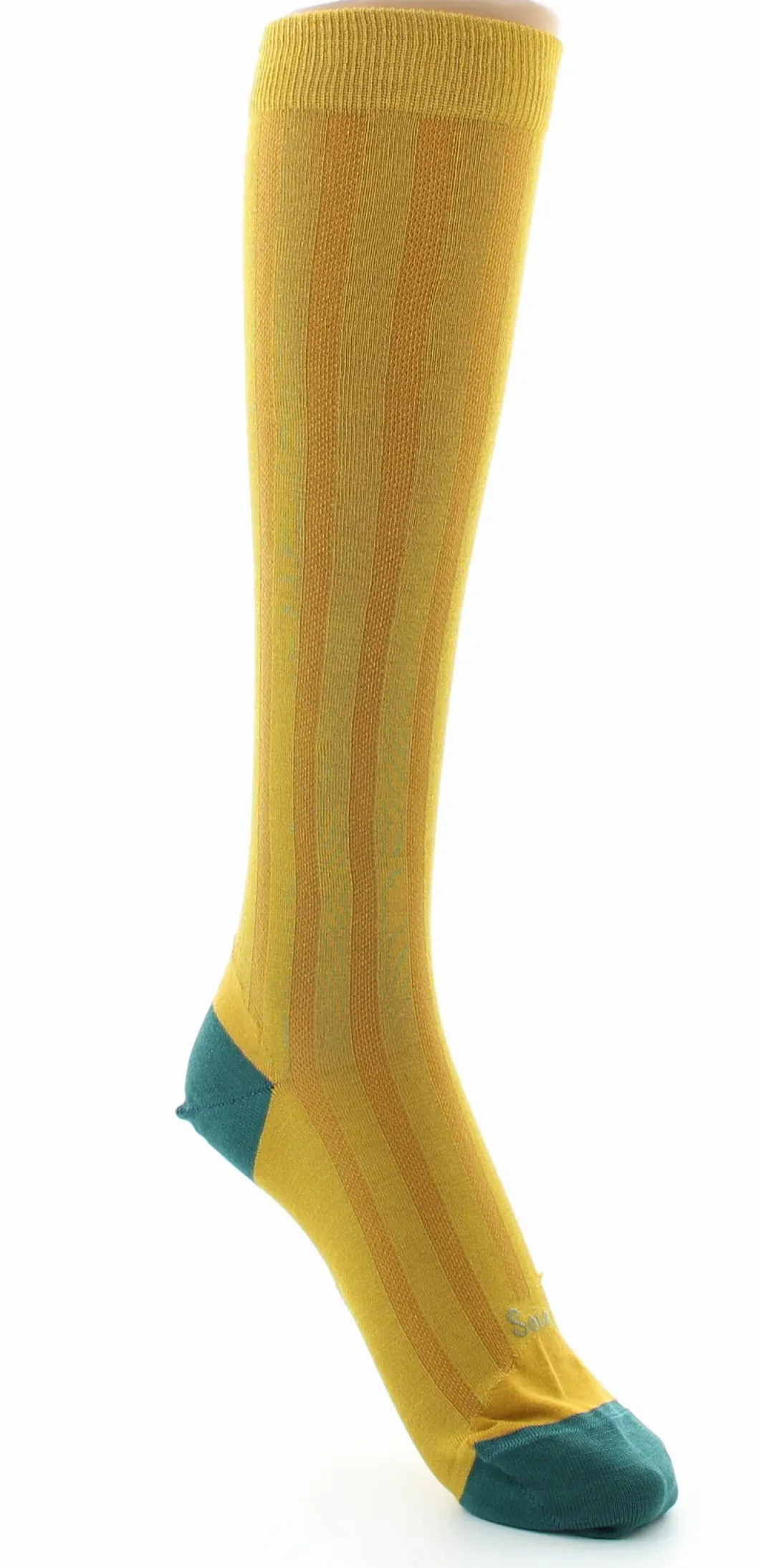 Sale Berthe Aux Grands Pieds Chaussettes Hautes en Soie Tournesol - Talon et pointe Turquoise