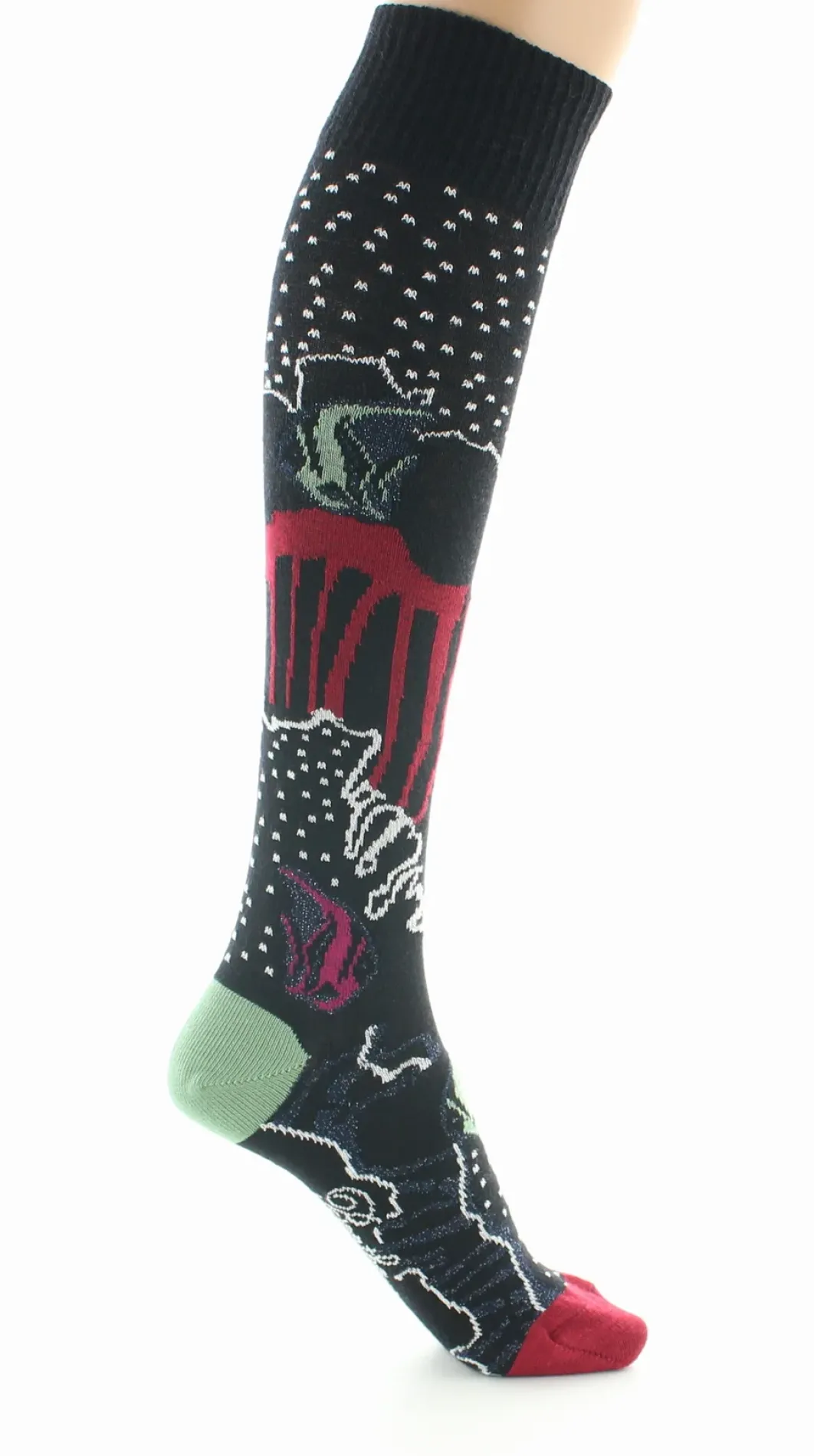 Clearance Berthe Aux Grands Pieds Chaussettes hautes femme laine peignée poissons