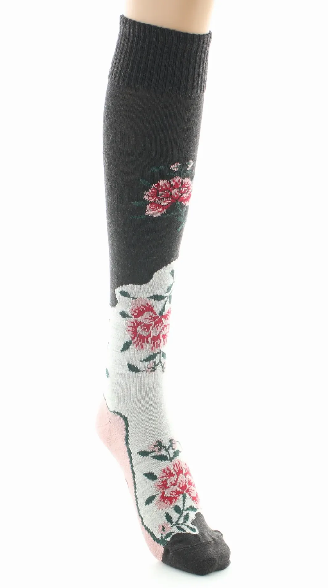 Sale Berthe Aux Grands Pieds Chaussettes hautes femme laine peignée fleurs