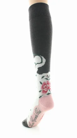 Sale Berthe Aux Grands Pieds Chaussettes hautes femme laine peignée fleurs
