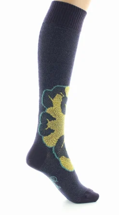 Online Berthe Aux Grands Pieds Chaussettes hautes femme laine peignée feuilles d'or
