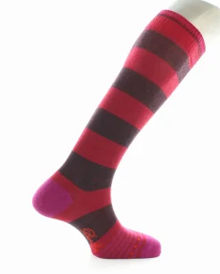 New Berthe Aux Grands Pieds Chaussettes Hautes Grosses Rayures Rouge Et Bordeaux