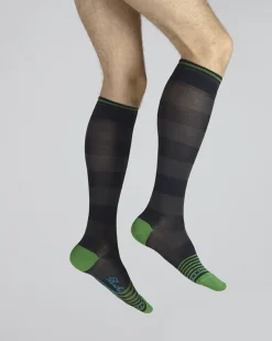Fashion Berthe Aux Grands Pieds Chaussettes Hautes Grosses Rayures Marine Et Gris