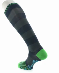 Fashion Berthe Aux Grands Pieds Chaussettes Hautes Grosses Rayures Marine Et Gris