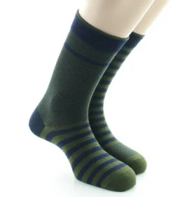 Best Berthe Aux Grands Pieds Chaussettes homme coton rayures asymétriques bleu marine et kaki