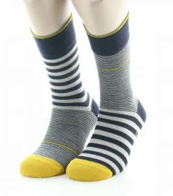 Discount Berthe Aux Grands Pieds Chaussettes homme laine peignée rayures asymétriques