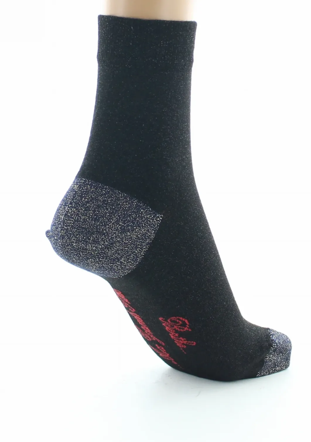Clearance Berthe Aux Grands Pieds Chaussettes pailletées femme noir et marine