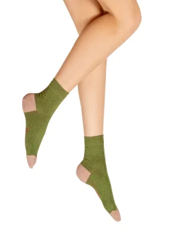 New Berthe Aux Grands Pieds Chaussettes pailletées femme vert et rose
