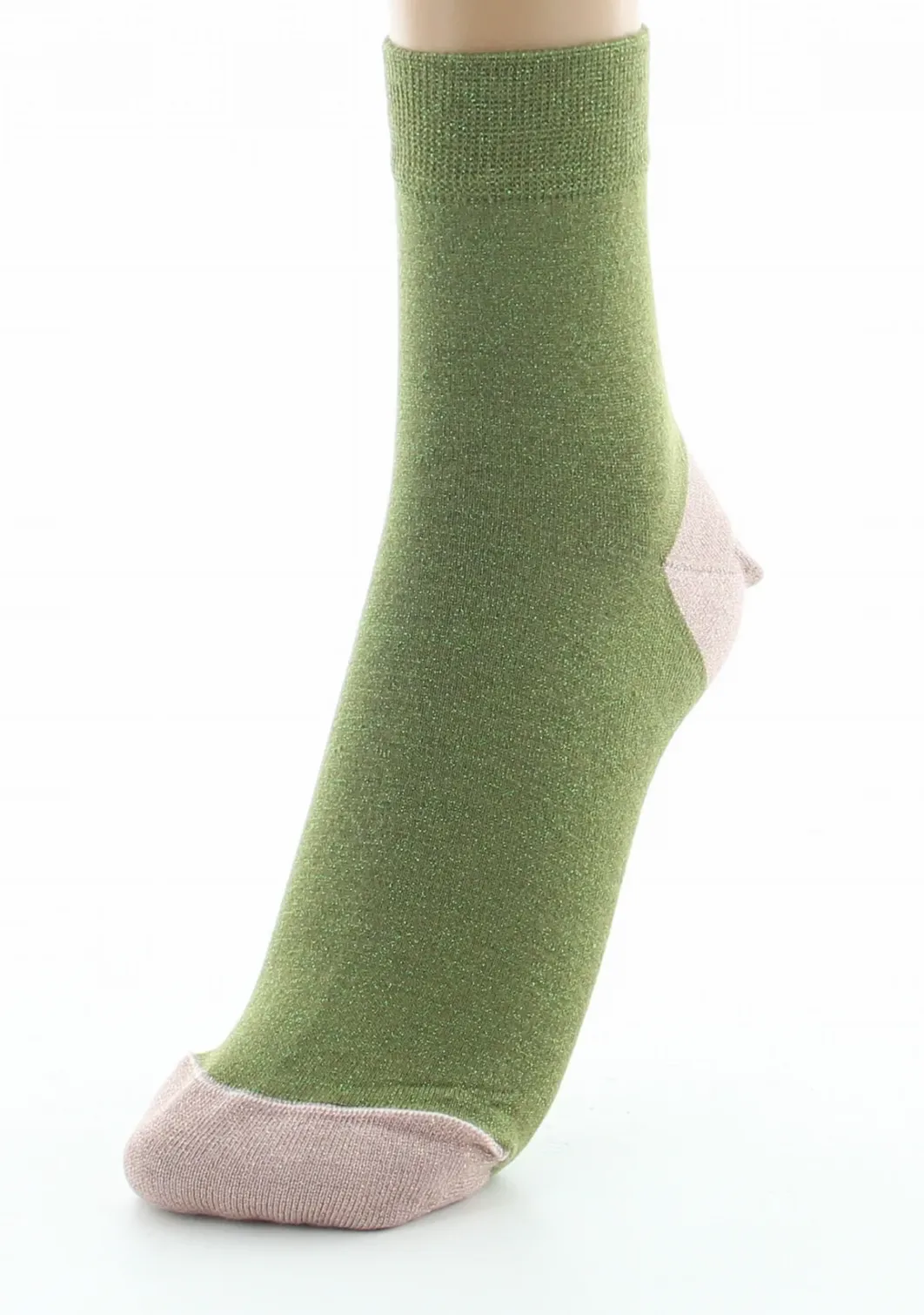 New Berthe Aux Grands Pieds Chaussettes pailletées femme vert et rose