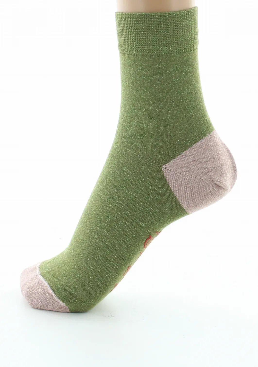 New Berthe Aux Grands Pieds Chaussettes pailletées femme vert et rose