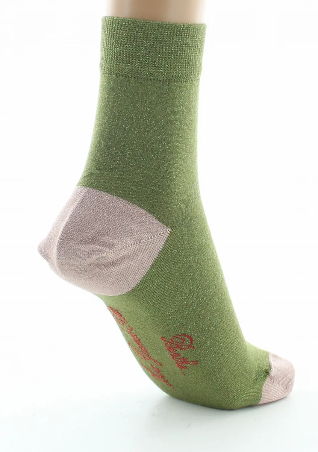New Berthe Aux Grands Pieds Chaussettes pailletées femme vert et rose