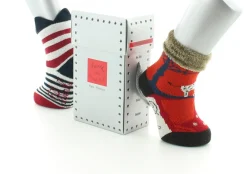 Clearance Berthe Aux Grands Pieds Chaussettes pour bébé girafe avec velours et rayures avec couronne marine