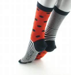 New Berthe Aux Grands Pieds Chaussettes Tabi en coton pois et rayures asymétriques