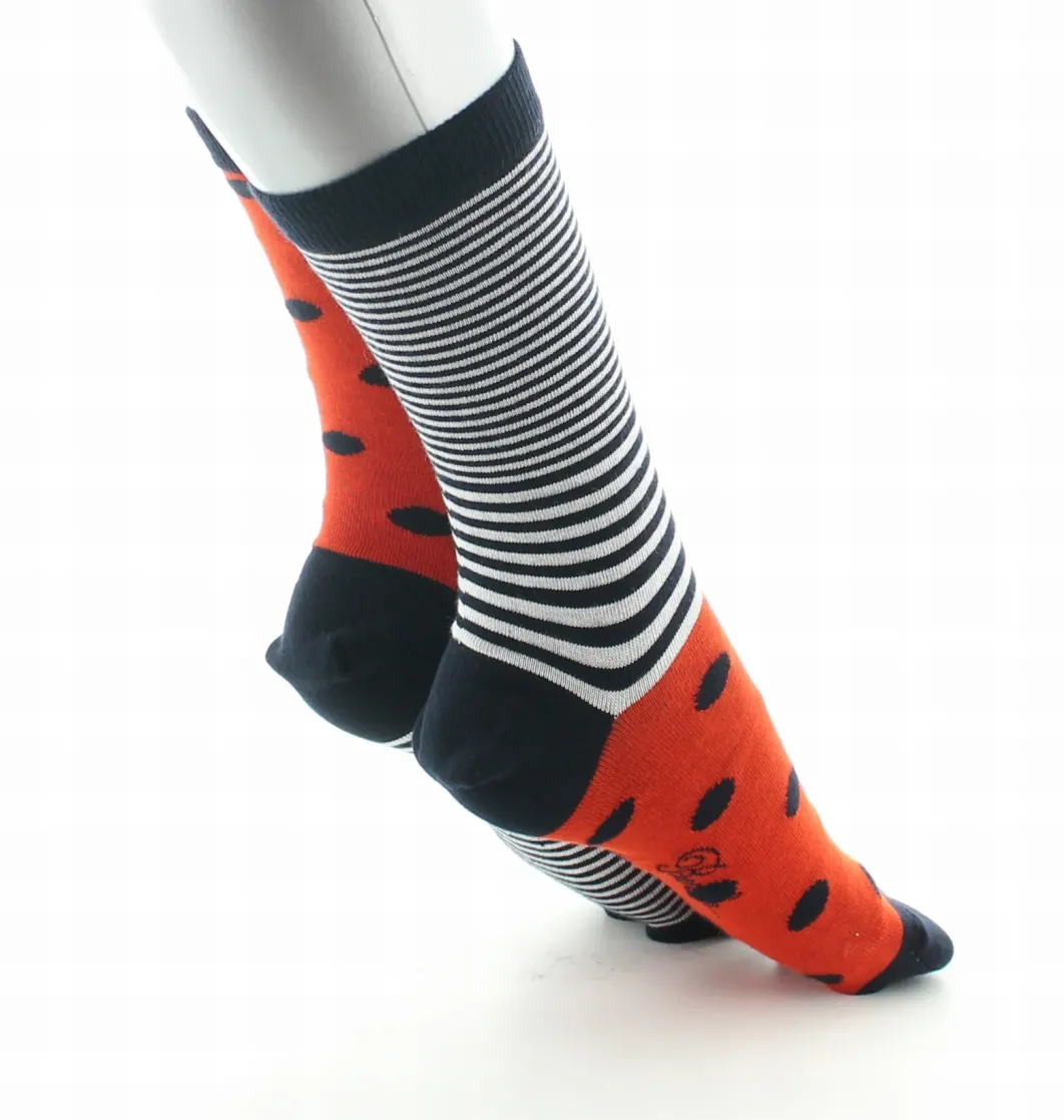 New Berthe Aux Grands Pieds Chaussettes Tabi en coton pois et rayures asymétriques