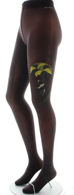 Outlet Berthe Aux Grands Pieds Collant danseuse gris et jaune fond prune