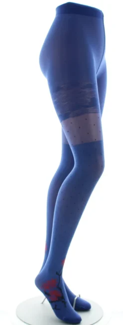 Online Berthe Aux Grands Pieds Collants agapanthes rouge fond bleu