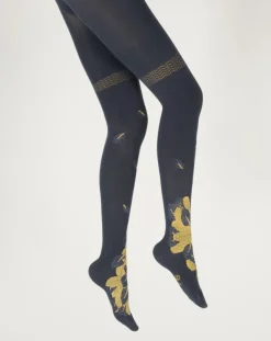 Clearance Berthe Aux Grands Pieds Collants coton femme feuilles d'or